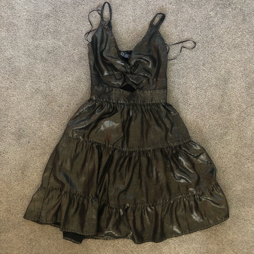 NWOT COOL METALLIC BRONZE ANGIE SKATER DRESS
